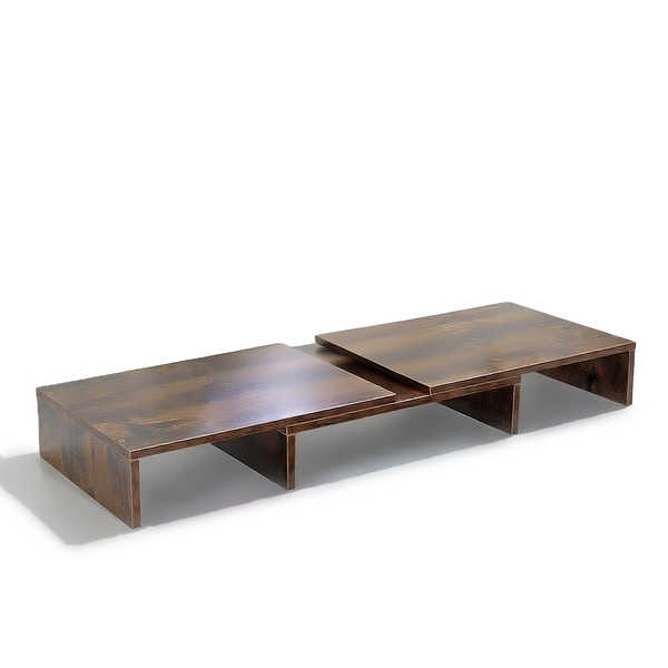 Topika - Monitor Stand Riser for 2 Screens, Adjustable Wooden Laptop Shelf