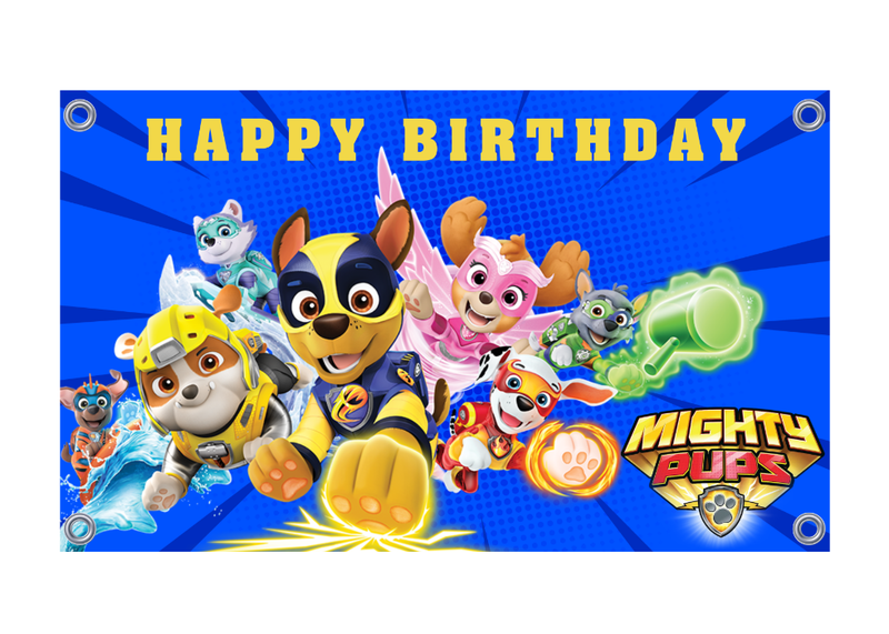 Paw Patrol Mighty Pups Birthday Banner