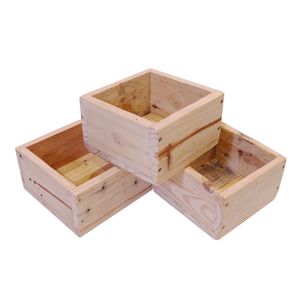 3 x Pallet Reclaimed Wood Square Storage Boxes (1 Level) Shop Today