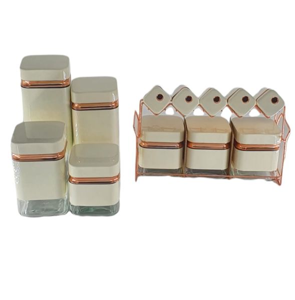 Dream World - 7-Piece Canister and Spice Set - White
