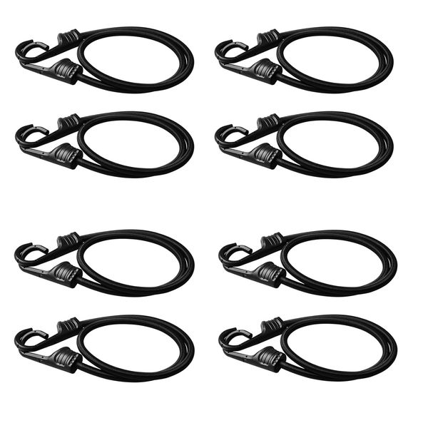 Camping Heavy Duty Black Bungee Cord With Hook Set Of 8 (35cm) Special