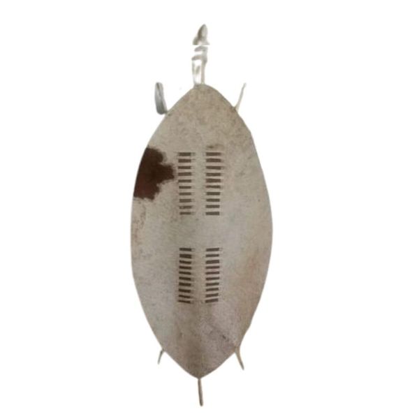 XL Brown &amp; White Zulu Shield 145cm x 55cm Cowhide Wall Art