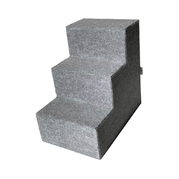 Scratzme - Premium Doggy Aid 3 Step Stairs - Light Grey &amp; Black