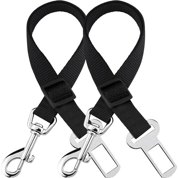 Dog Seat Belt,Durability Retractable Dog Car Harness (2 Pack,Black)