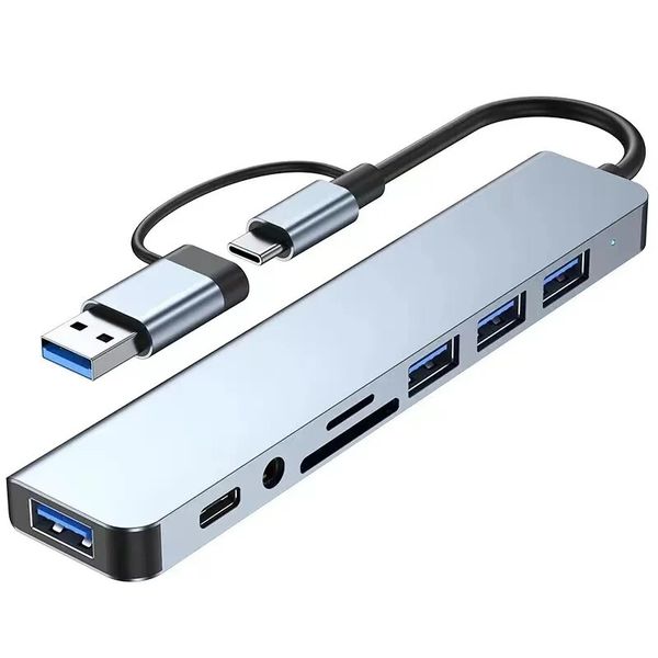 8 In 2 USB HUB With Splitter Card Reader, USB C Port, Docking Station
