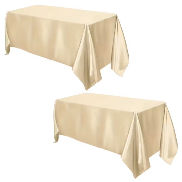 Decor Satin Overlay Rectangle Bright Tablecloth - 2-Piece - 259cm - Champagne