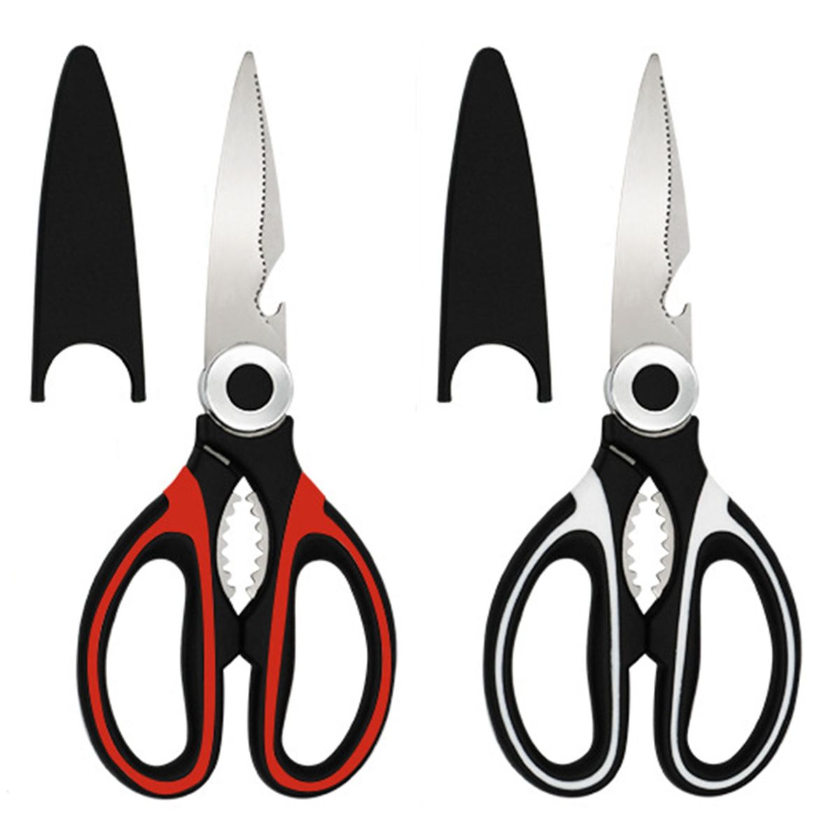 S.E.S 5枚セット 2-Pack Multifunctional Kitchen Scissors Black And White Red Panda