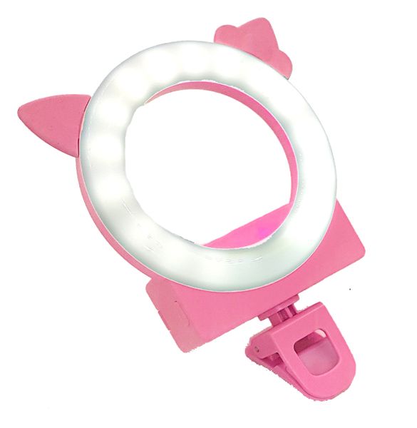 Cute CellPhone Ring Selfie Light - Clip Mount - Pink