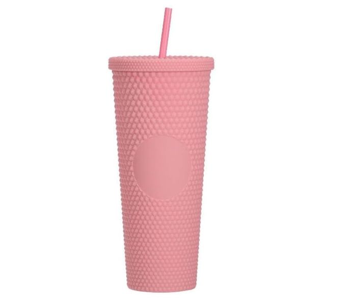 Studded Stylish Tumbler With Screw Lid And Straw