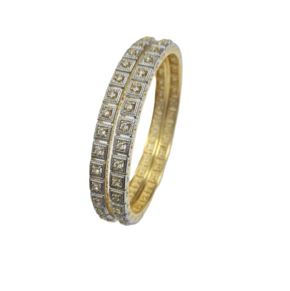 Set Of 2 GoldWhite Bangles For Women &amp; Girls