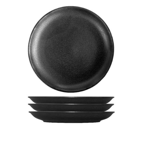 Caviar Black Stoneware Matte Dinner Plate Serving Plate 10 Inch, Set of 4
