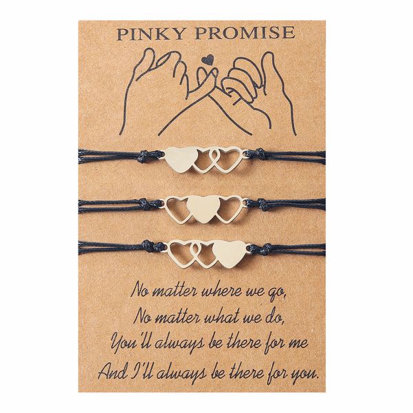 Pinky Promise Hearts Card Bracelet Set