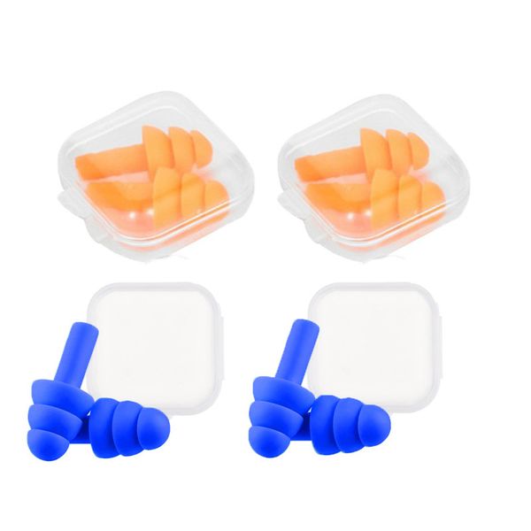 Set of 4 Pairs Earmuffs, Silicone, Reusable, Blue/Orange