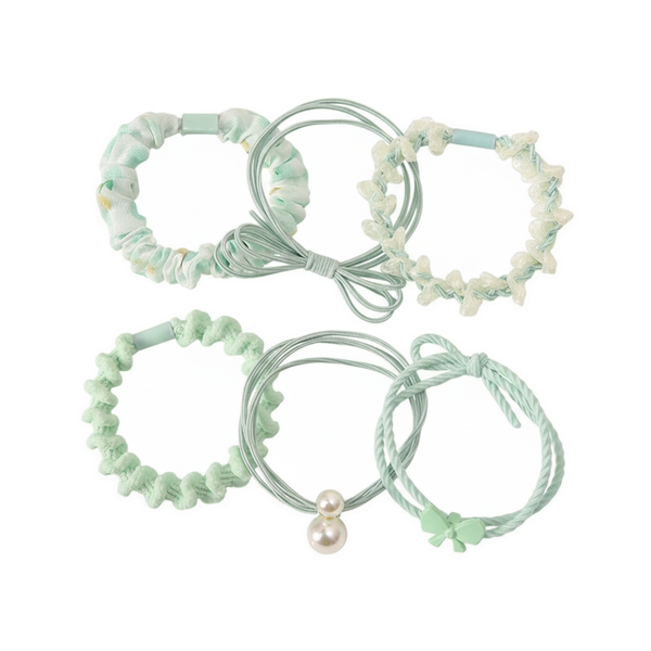6 Piece Sweet Fairy Hair Ties Set - Green