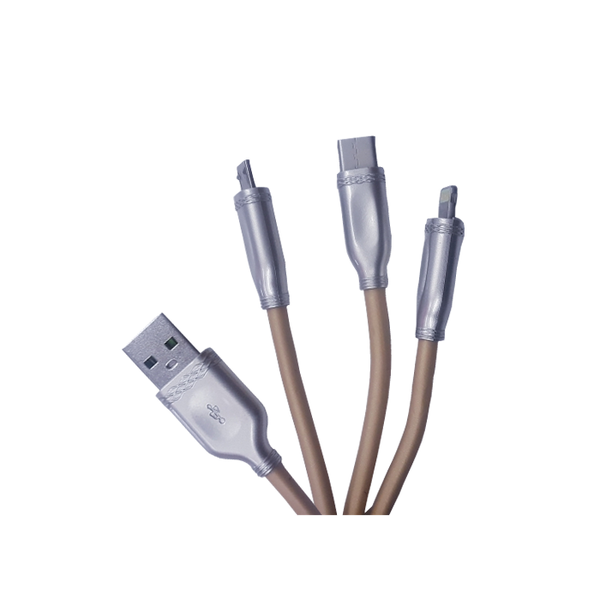 TechPro 3in1 USB Quick Charge &amp; Data Cable For Mobile Phones (Gold)