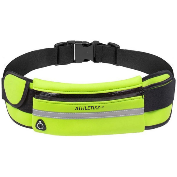 Athletikz Running Waist Bag/Belt - Water Bottle/Reflective Strip - Yellow