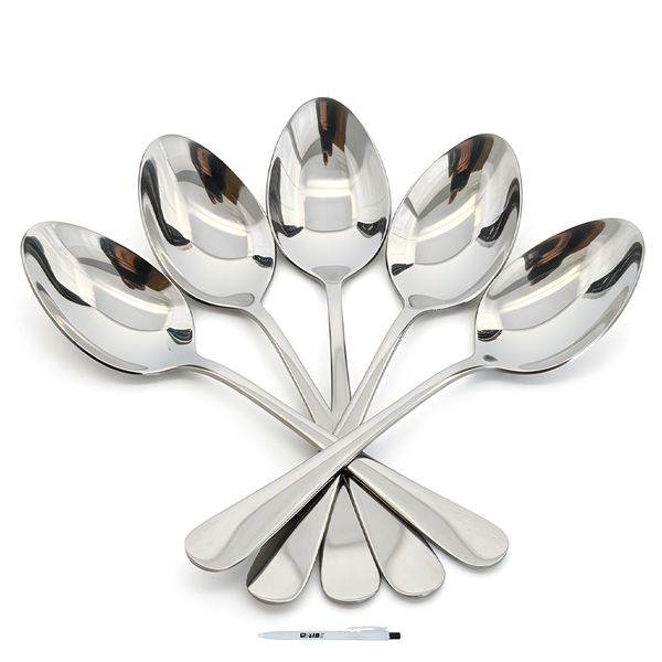 6 piece Stainless Steel TableSpoons - Durable &amp; Stylish Set With ReVibe Pen