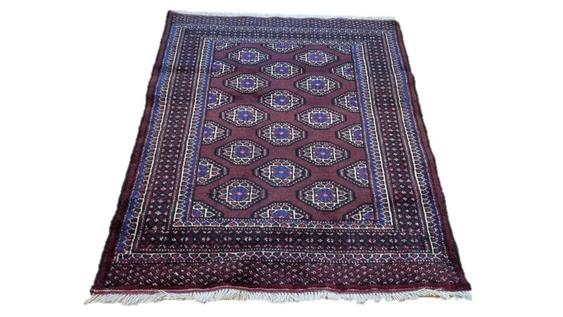 Persian Turkaman Carpet 124cm x 87cm Hand Knotted