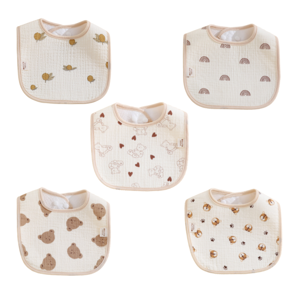 Bestby - 5-Piece Assorted Pattern U-Shaped Baby Bib Set