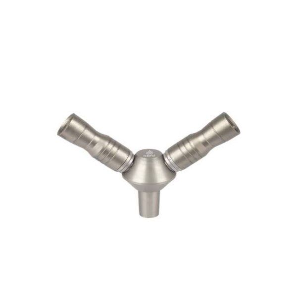 Kefo Hookah/Shisha 1 to 2 Pipe Dual Adaptor/Converter Stainless Steel