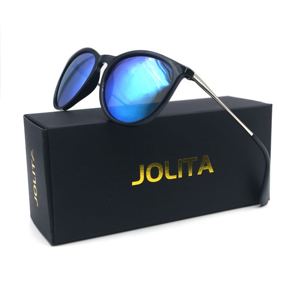 JOLITA Women's Polarized Square Sunglasses - Blue Lens, Black Frame-4171