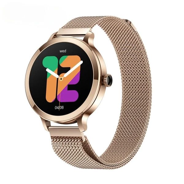 Smart watch for women, Double strap, Stainless steel+Silicon-Gold