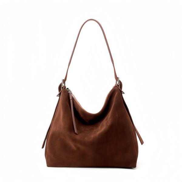 Women's Matte Suede Shoulder Bag, Large Casual Commuter Tote