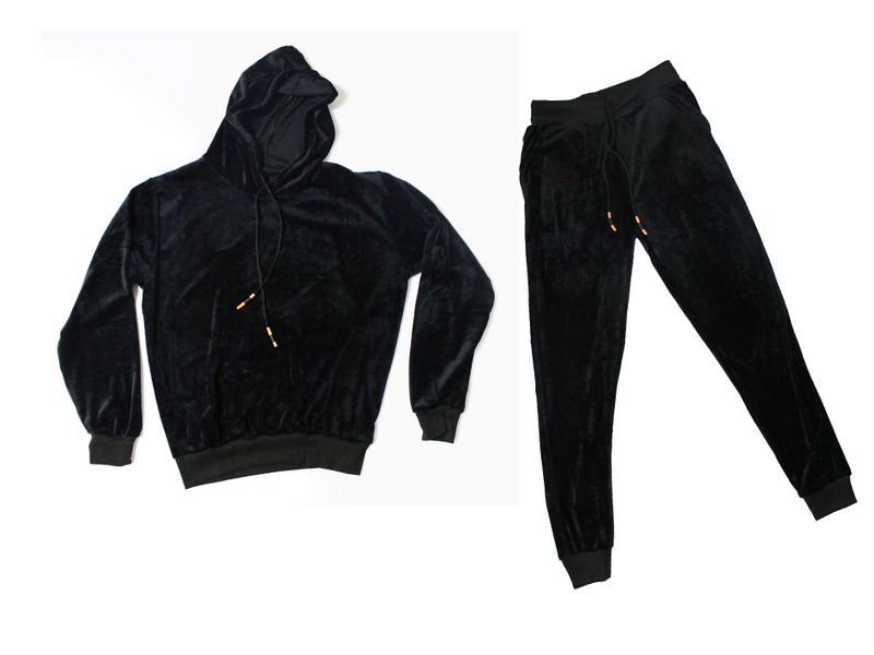 Daphnis Fashion Black Velvet Tracksuit