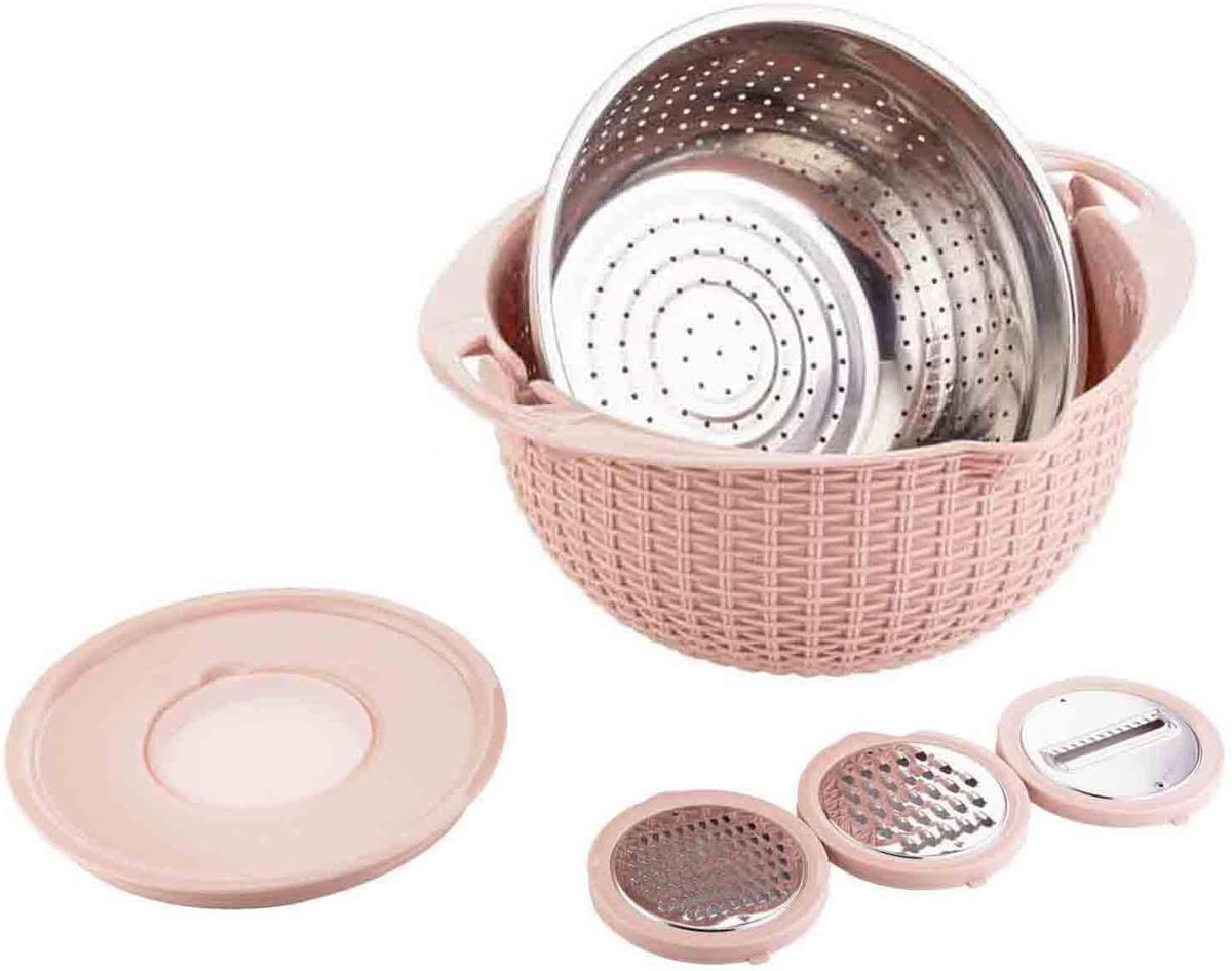 4-1 Colander with Mixing Bowl Set - Kitchen Essentials for Washing and Slicing