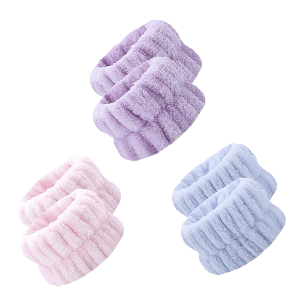 Assorted Anti-Drip Face Washing Wristbands - 3 Pairs