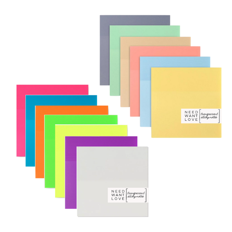 Transparent Sticky Notes, See Through Sticky Notes, Clear Matt, Neon Pink &  Yellow 50 Sheets per Pack 