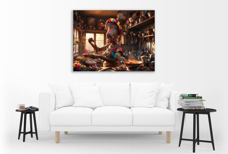 0297 Lady cooking with doek Canvas Wall Art