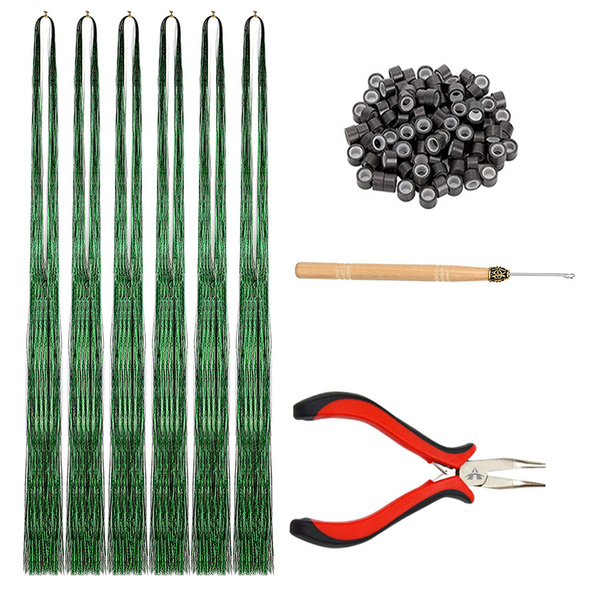 Hair Tinsel Kit Sparkling Glitter Hair Tinsel Hair Accessories Tool - Green