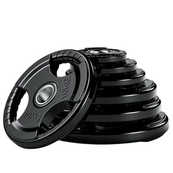 AFRI101 Tri-Grip Rubber-Coated Olympic Barbell Weight Plate - Single