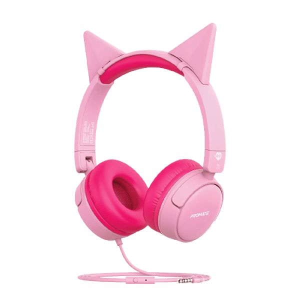 Promate Jewel HD Stereo KidSafe Wired Headset - Bubblegum