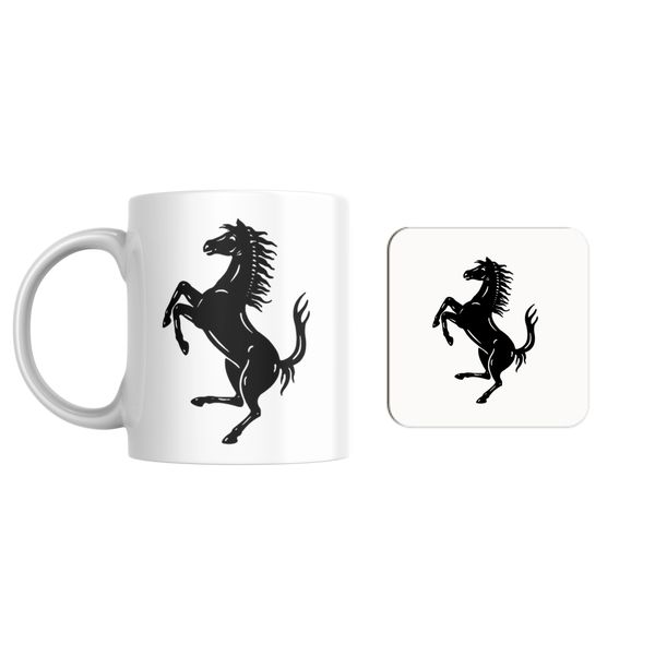 Ferrari Black Horse Mug and Coaster