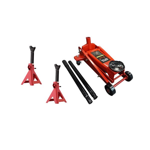 3-Ton Heavy Duty Car Jack Trolley With 2 Adjustable Lifting Jack Stand