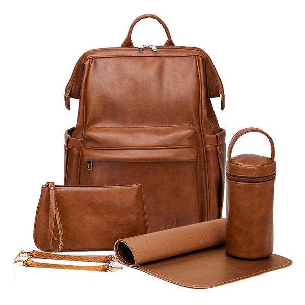 Leather Nappy Diaper Backpack with Accessories