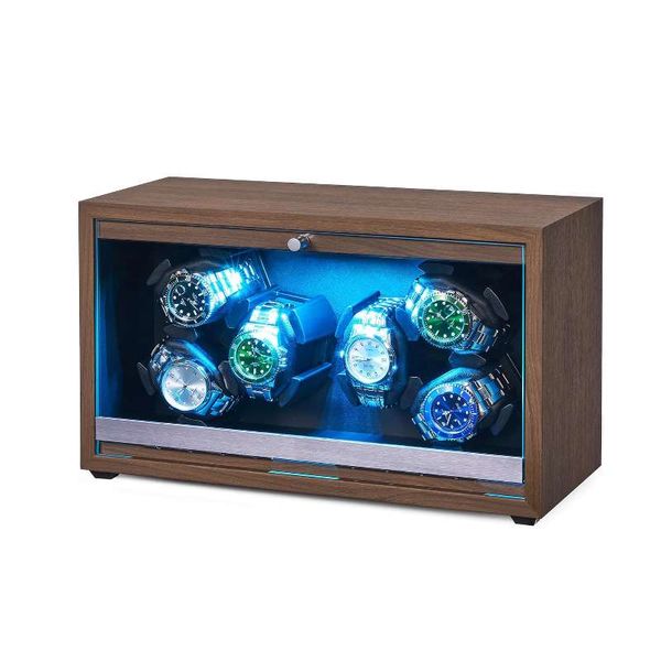 Walnut Wood Watch Winder Box Automatic Watch Winder - 6 slot