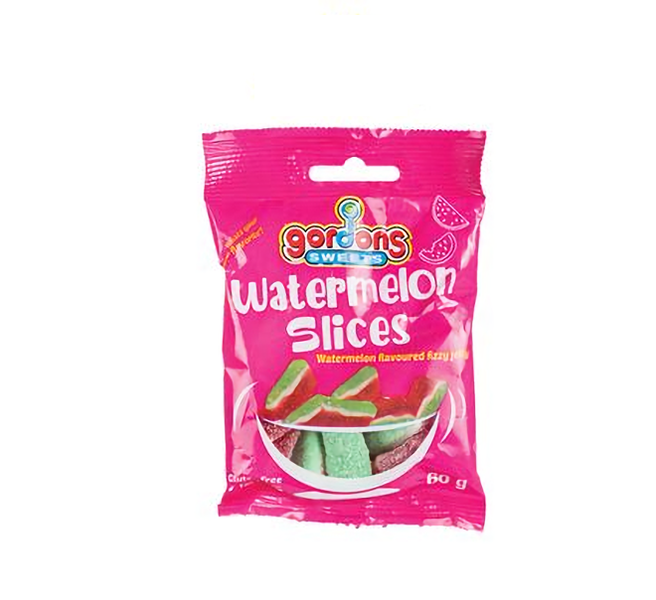 Gordons Sweets - Watermelon Slices - 60g - 6 Pack - Chewy Snack, Fruity