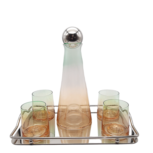 Tall Glass Pitcher Set with Metal Cork Lid
