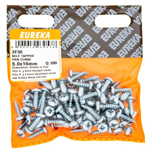 EUREKA Self-Tapper Pan head Combination 5 x 16mm Q:100 3F30
