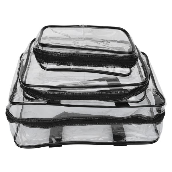 3Piece Toiletry Bag Transparent Design PVC Material Cosmetic for Travel