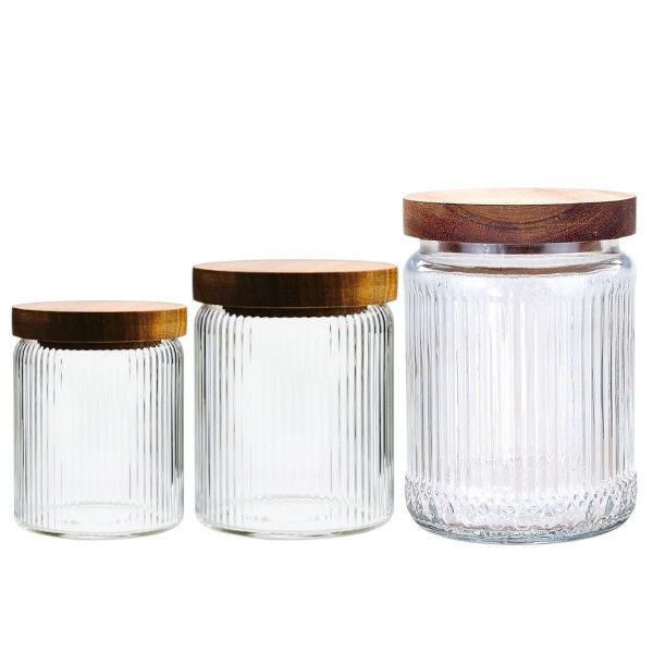 3-Pack Airtight Glass Storage Jar Set - Transparent