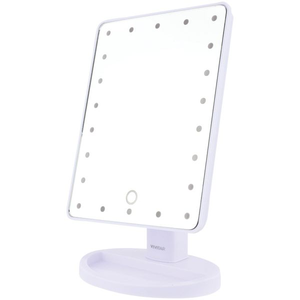 LED Stand Makeup Mirror with Lights - White - Rechargeable No Batteries Req