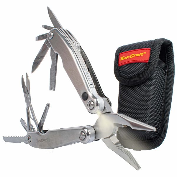Tork Craft - Multitool Silver - With Led Light &amp; Nylon Pouch - 2 Pack