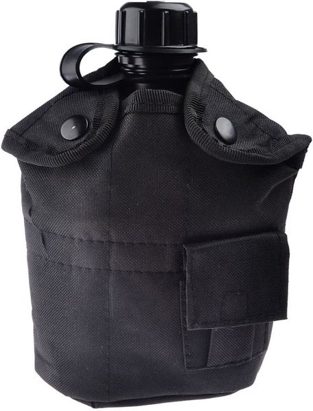 Water Bottle Canteen for Outdoor, Camping and Survival - Black