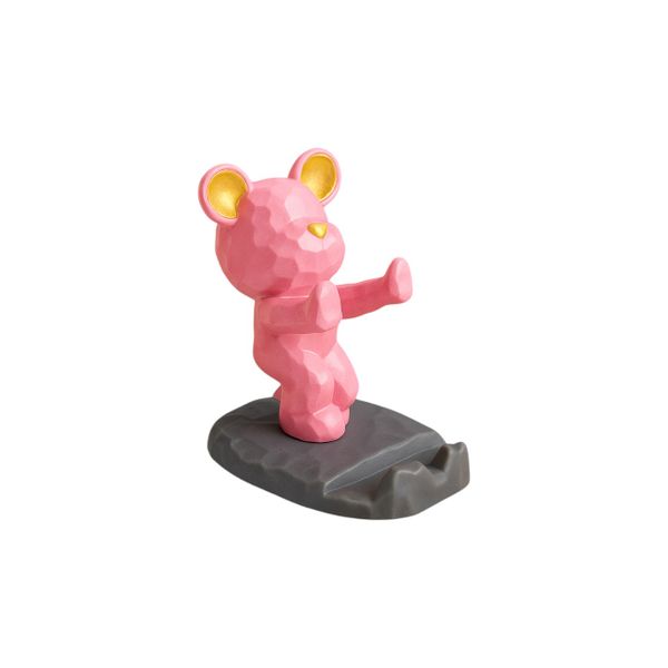 Cartoon Bear Pusher Phone Stand - Pink