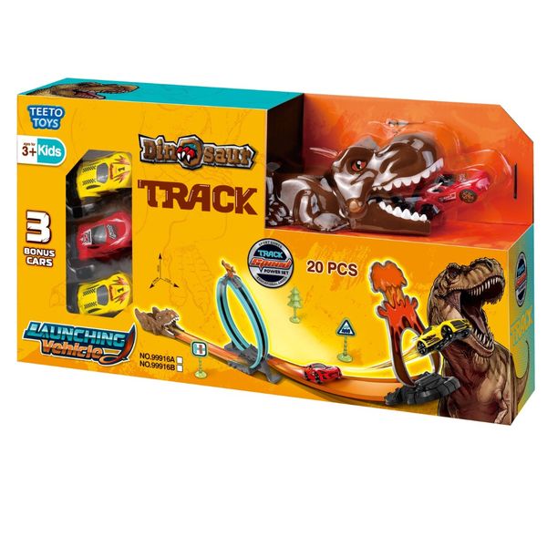 360 Dino Track Car Set - Racing Slot Car Playset - Toys for Boys - 20-Piece