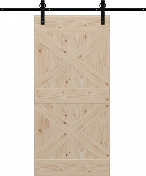 Double X Plank Barn Door With Hardware Kit (2100mm x 920mm)